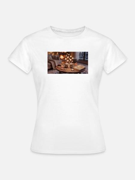 Kaminzauber Kuschelabend - Frauen T-Shirt - Weiß