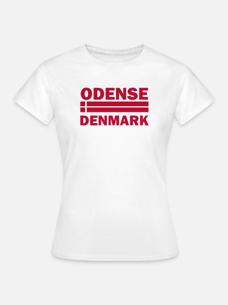 Odense, Dänemark Gestreifte Flagge - Frauen T-Shirt - Weiß