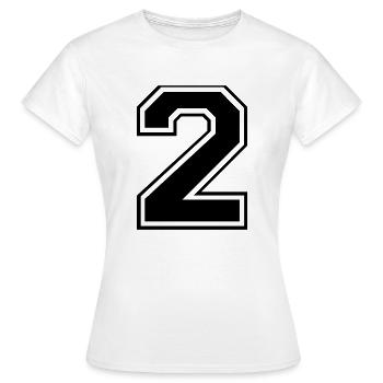 2, deux, deux, nombre, nombre - T-shirt Femme - blanc - Devant - AI Model Female 172 dark (172cm)