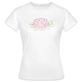 Large lotus flower, lotus, lotus flower. - Women's T-Shirt - white - Front - AI Model Female 172 dark (172cm)