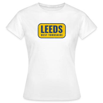 Conception de l’enseigne Leeds West Yorkshire - T-shirt Femme - blanc - Devant - AI Model Female 172 dark (172cm)