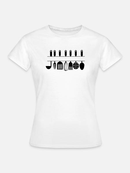 Ausschnitt für eigene Text-Küchenutensilien - Frauen T-Shirt - Weiß
