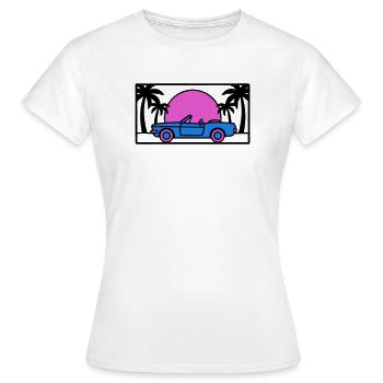 Cabrio Palmen Sunset Grafik - Frauen T-Shirt - Weiß - Vorne - AI Model Female 172 dark (172cm)