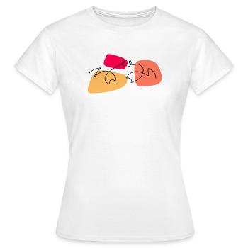 Crabe en art linéaire avec fond coloré - T-shirt Femme - blanc - Devant - AI Model Female 172 dark (172cm)