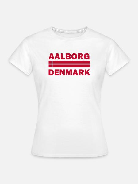 Aalborg-Dänemark-Flaggenmotiv - Frauen T-Shirt - Weiß