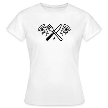 Pizza Besteck - Frauen T-Shirt - Weiß - Vorne - AI Model Female 172 dark (172cm)