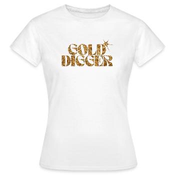 Gold Digger Glitzer Text - Frauen T-Shirt - Weiß - Vorne - AI Model Female 172 dark (172cm)
