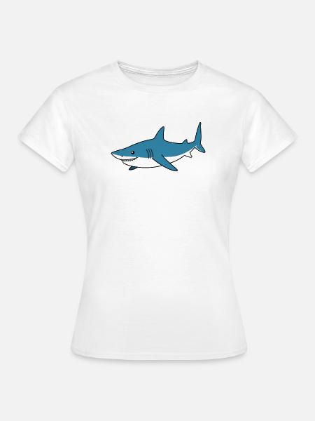 Blauer Cartoonhai – Küstenfreund - Frauen T-Shirt - Weiß