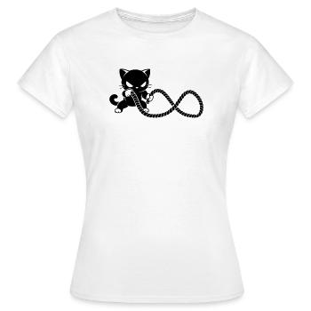 Fitness Katze mit Battle Rope Motiv - Frauen T-Shirt - Weiß - Vorne - AI Model Female 172 dark (172cm)
