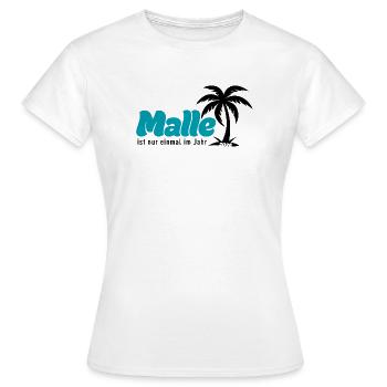 Malle Palmen Strand Vibe - türkis 2026 - Frauen T-Shirt - Weiß - Vorne - AI Model Female 172 dark (172cm)