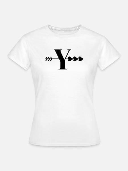 Buchstabe y Pfeil Herz - Frauen T-Shirt - Weiß