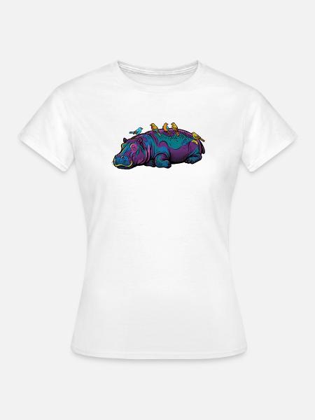 Buntes Nilpferd im Traumland - Frauen T-Shirt - Weiß