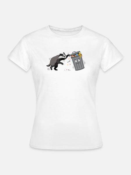 Trash-Dachs Chaos & Neugier - Frauen T-Shirt - Weiß