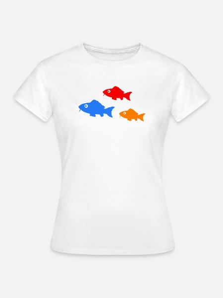 Bunte Fischsilhouetten Trio - Frauen T-Shirt - Weiß