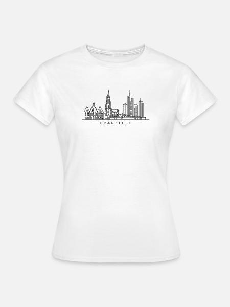 Frankfurt Skyline – Line Art - Frauen T-Shirt - Weiß