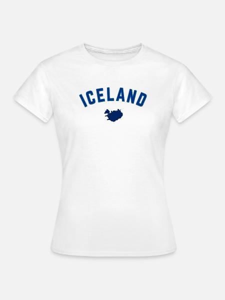 Iceland Blau Karte Bogen Design - Frauen T-Shirt - Weiß