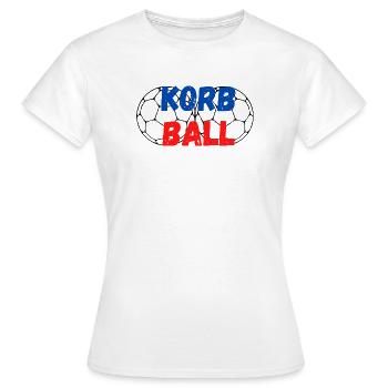 Korbball Schriftzug mit zwei Korbbällen - Frauen T-Shirt - Weiß - Vorne - AI Model Female 172 dark (172cm)