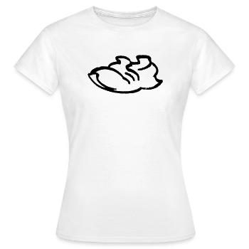 Laufschuh Kontur - Frauen T-Shirt - Weiß - Vorne - AI Model Female 172 dark (172cm)