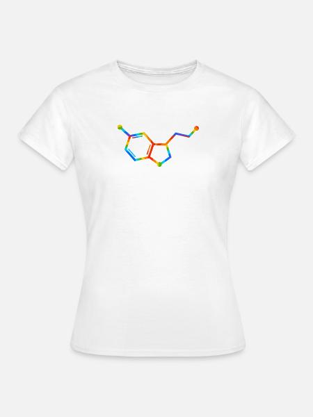 Regenbogenmolekülgeometrie – Seratonin - Frauen T-Shirt - Weiß