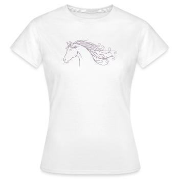 Semelle minimaliste de cheval à cheval en silhouette - T-shirt Femme - blanc - Devant - AI Model Female 172 dark (172cm)