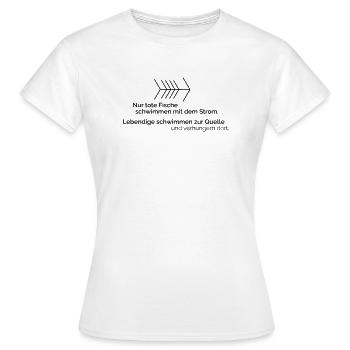 Mit dem Strom - Frauen T-Shirt - Weiß - Vorne - AI Model Female 172 dark (172cm)