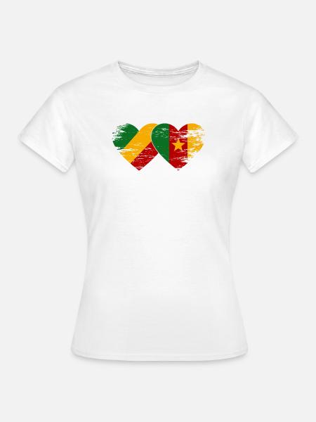 Kongo_Kamerun_Flagge_Herz_used - Frauen T-Shirt - Weiß