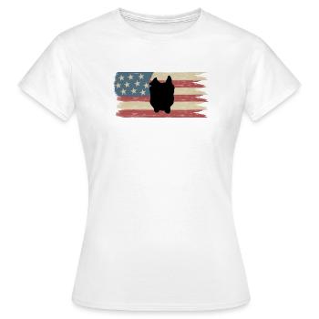 Silhouette Bulldog on American Flag - Women's T-Shirt - white - Front - AI Model Female 172 dark (172cm)
