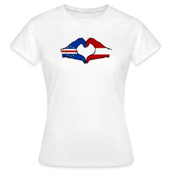 Drapeau Autrichien du Cap-Vert Mains en forme de cœur - T-shirt Femme - blanc - Devant - AI Model Female 172 dark (172cm)