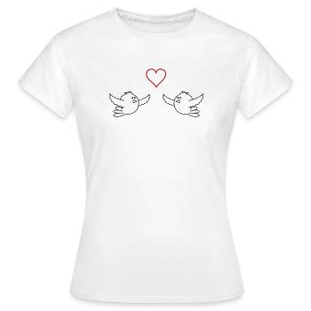 Vögel Verliebt - Frauen T-Shirt - Weiß - Vorne - AI Model Female 172 dark (172cm)