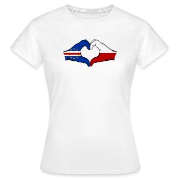 Drapeau du Cap-Vert Pologne Mains en forme de cœur - T-shirt Femme - blanc - Devant - AI Model Female 172 dark (172cm)