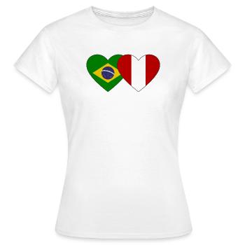 Drapeau du Brésil Pérou Mains en forme de cœur utilisé - T-shirt Femme - blanc - Devant - AI Model Female 172 dark (172cm)