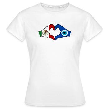 Drapeau du Nazar du Mexique Mains en forme de cœur - T-shirt Femme - blanc - Devant - AI Model Female 172 dark (172cm)
