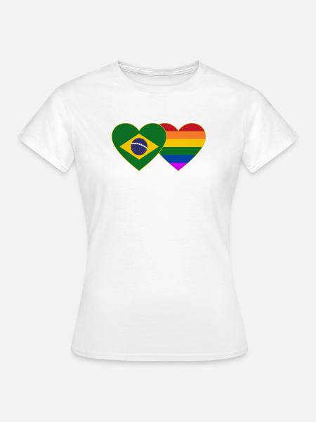 Brasilien Regenbogen Flagge Herz - Frauen T-Shirt - Weiß
