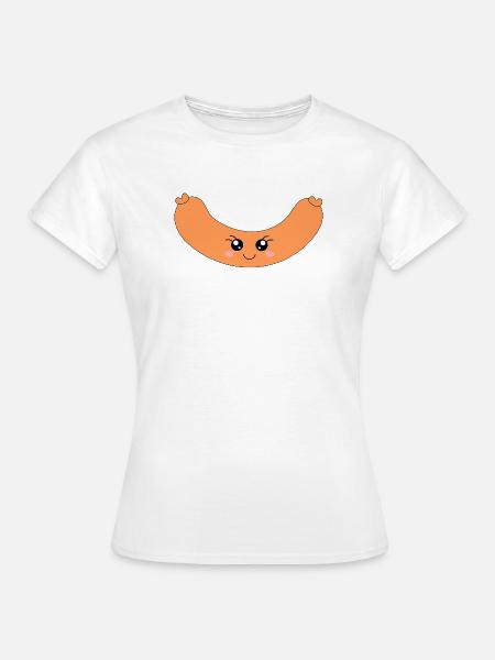 Kawaii Hotdog Wurst - Frauen T-Shirt - Weiß