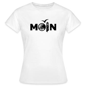 Moin typisch Norddeutsch - Frauen T-Shirt - Weiß - Vorne - AI Model Female 172 dark (172cm)