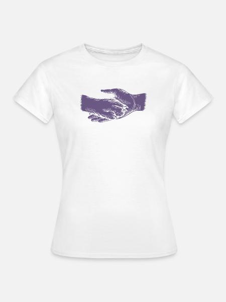 Chien et maître - Silhouette de main et de patte - T-shirt Femme - blanc