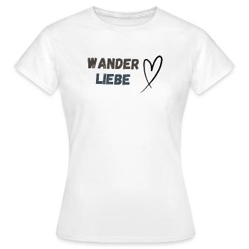 Schriftzug Wanderliebe und Herz, schlicht - Frauen T-Shirt - Weiß - Vorne - AI Model Female 172 dark (172cm)