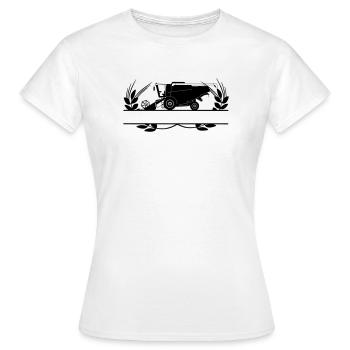 Mähdrescher im Kornkreis mit Textraum - Frauen T-Shirt - Weiß - Vorne - AI Model Female 172 dark (172cm)