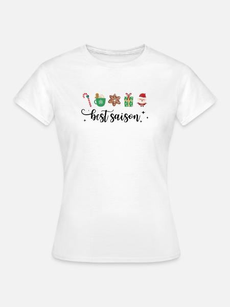 Best Saison ist cozy XMas Weihnachten mit Symbolen - Frauen T-Shirt - Weiß