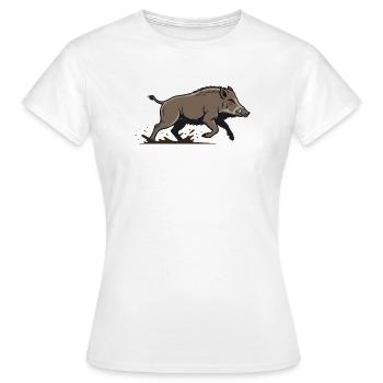 Wildschwein Rennen Angriff Jagd - Frauen T-Shirt - Weiß - Vorne - AI Model Female 172 dark (172cm)