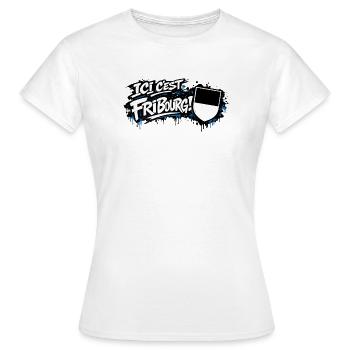 ICI C’EST FRIBOURG - T-shirt Femme - blanc - Devant - AI Model Female 172 dark (172cm)