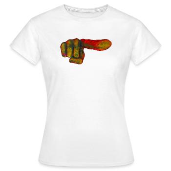 Farbexplosion Zeigefinger - Frauen T-Shirt - Weiß - Vorne - AI Model Female 172 dark (172cm)