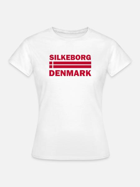 Text der Silkeborg-Dänemark-Flagge - Frauen T-Shirt - Weiß