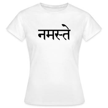 Namaste Sanskrit écrit - T-shirt Femme - blanc - Devant - AI Model Female 172 dark (172cm)
