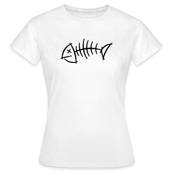 Fischgräte Skizze – minimalistisches Skelett Motiv - Frauen T-Shirt - Weiß - Vorne - AI Model Female 172 dark (172cm)