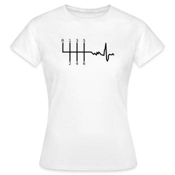 Gangschaltung mit Herzschlag - Frauen T-Shirt - Weiß - Vorne - AI Model Female 172 dark (172cm)