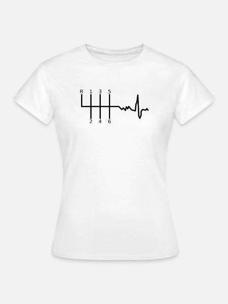 Gangschaltung mit Herzschlag - Frauen T-Shirt - Weiß