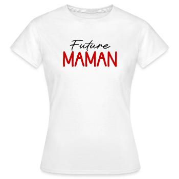 Future Maman – Cute French Pregnancy Announcement  - T-shirt Femme - blanc - Devant - AI Model Female 172 dark (172cm)