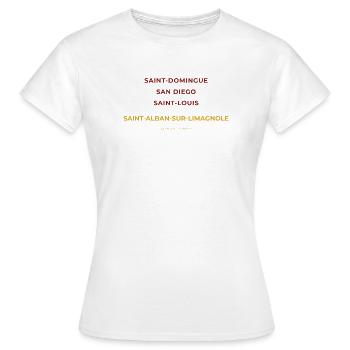 Saint-Alban-sur-Limagnole Lozère - San Diego - T-shirt Femme - blanc - Devant - AI Model Female 172 dark (172cm)