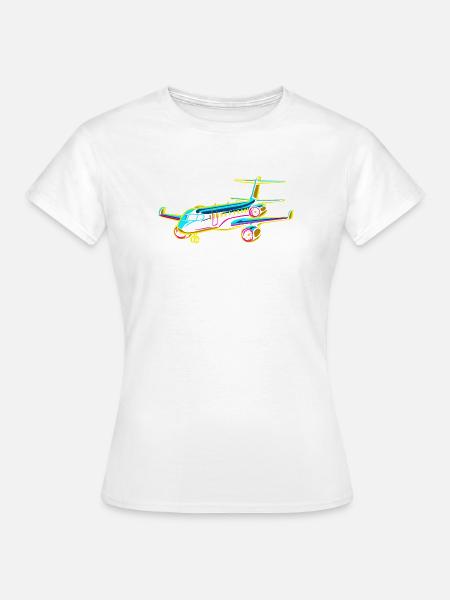 Flugzeug Comic Stil - Frauen T-Shirt - Weiß